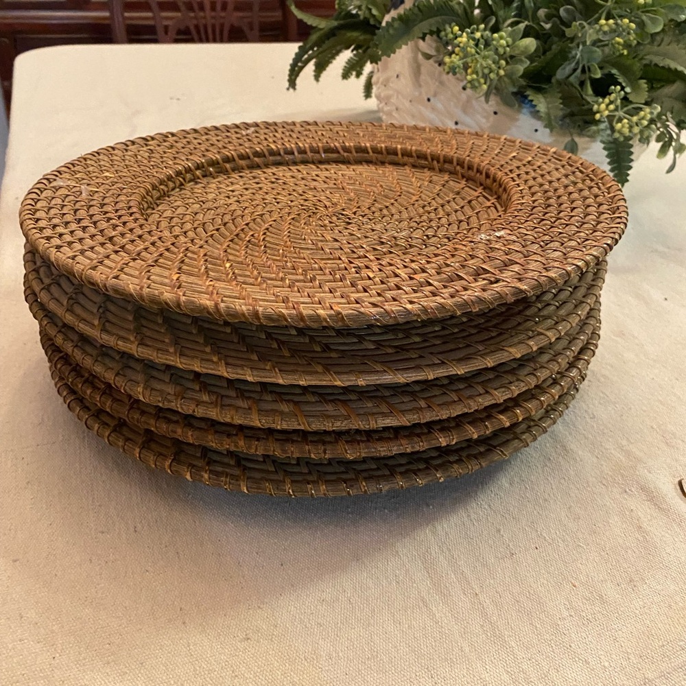 Charger Plates - vintage woven style- 14” set of five